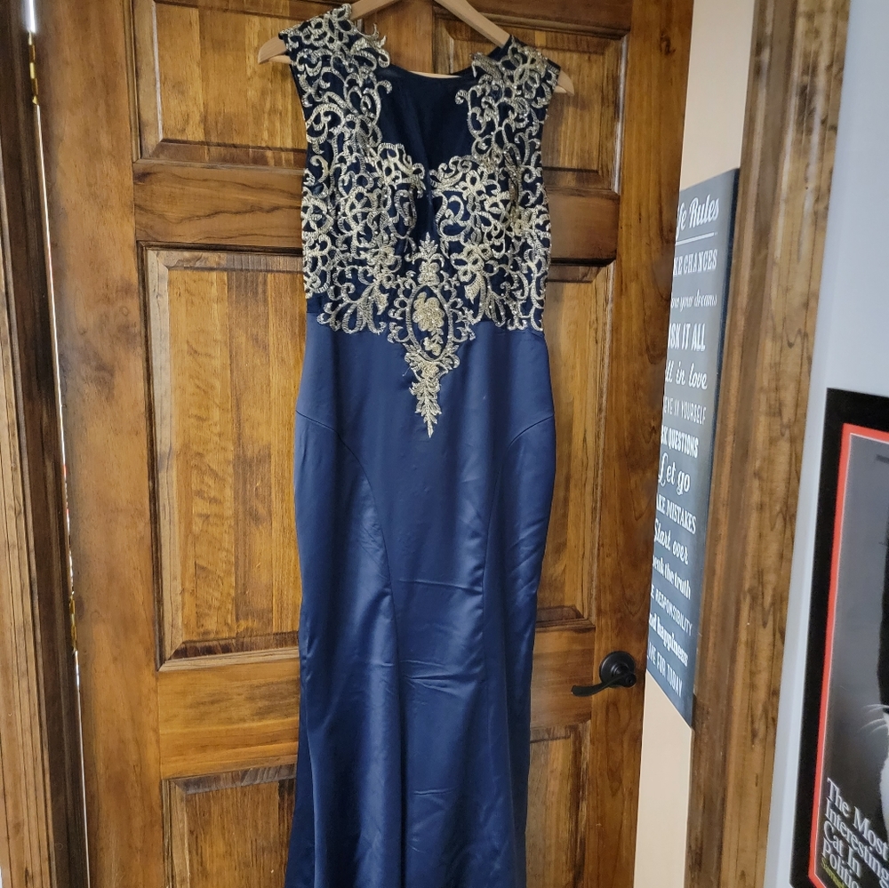 Blue and Gold Ball Gown